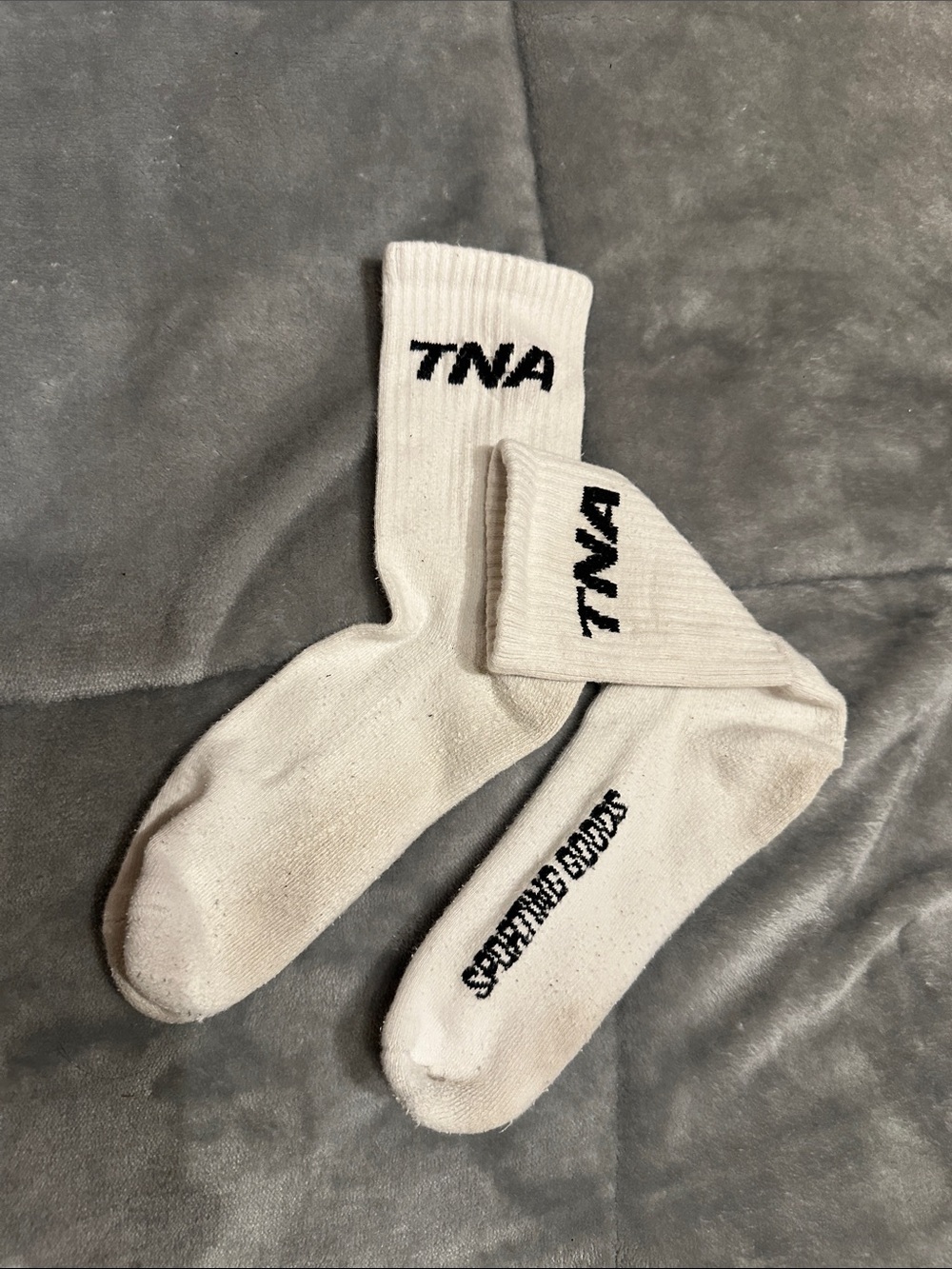 TNA White Crew Athletic Socks with Black Logo